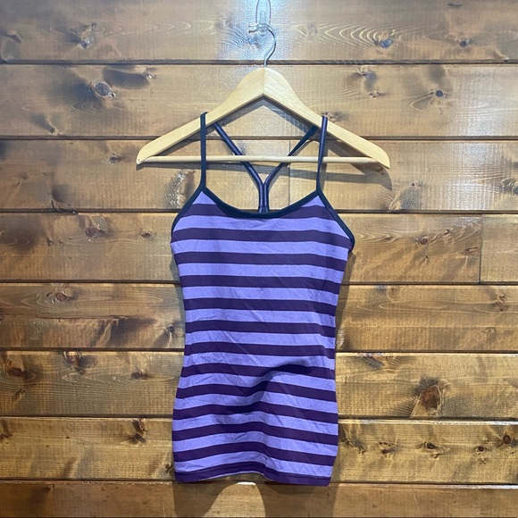 lululemon athletica Tops - Lululemon Purple Stripes Power Y Tank